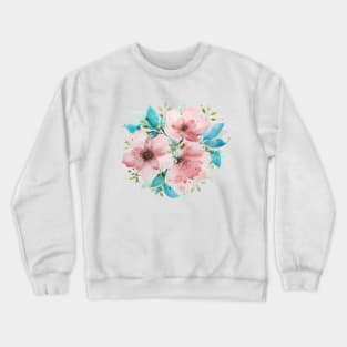 Watercolor Pink and Turquoise Botanical Arrangement 2 Crewneck Sweatshirt